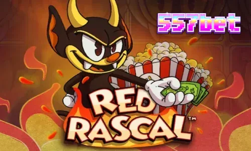 Interface visual e design de personagens do slot Red Rascal